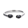 Ser Deslumbrante Two Oval Faceted Black Crystals Bangle Silver Plated Bracelet- PUL2592NGRMTL0M-UNO de 50-Renee Taylor Gallery