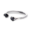 Ser Deslumbrante Two Oval Faceted Black Crystals Bangle Silver Plated Bracelet- PUL2592NGRMTL0M-UNO de 50-Renee Taylor Gallery