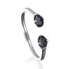 Ser Deslumbrante Two Oval Faceted Black Crystals Bangle Silver Plated Bracelet- PUL2592NGRMTL0M-UNO de 50-Renee Taylor Gallery