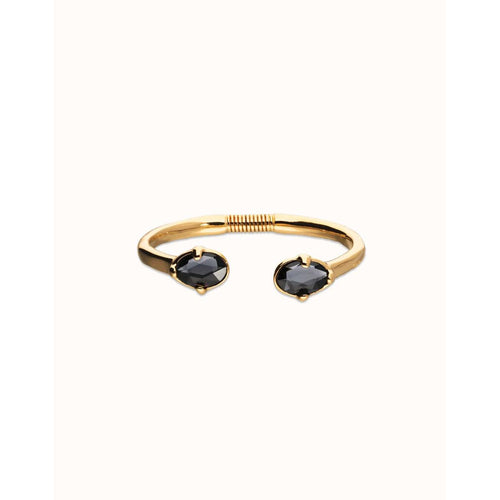 Ser Deslumbrante Two Faceted Black Oval Crystals Gold Plated Bracelet - PUL2592NGRORO0-UNO de 50-Renee Taylor Gallery