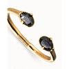 Ser Deslumbrante Two Faceted Black Oval Crystals Gold Plated Bracelet - PUL2592NGRORO0-UNO de 50-Renee Taylor Gallery