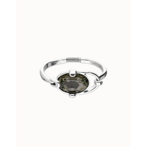 Ser Deslumbrante Oval Faceted Gray Crystal Bangle Silver Plated Bracelet - PUL2593GRSMTL0-UNO de 50-Renee Taylor Gallery