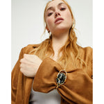Ser Deslumbrante Gray Oval Faceted Crystal Rigid Gold Plated Bracelet - PUL2593GRSORO0-UNO de 50-Renee Taylor Gallery