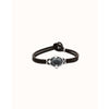 Ser Deslumbrante Faceted Black Oval Crystal Leather Silver Plated Bracelet - PUL2594NGRMTL0M-UNO de 50-Renee Taylor Gallery