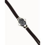 Ser Deslumbrante Faceted Black Oval Crystal Leather Silver Plated Bracelet - PUL2594NGRMTL0M-UNO de 50-Renee Taylor Gallery