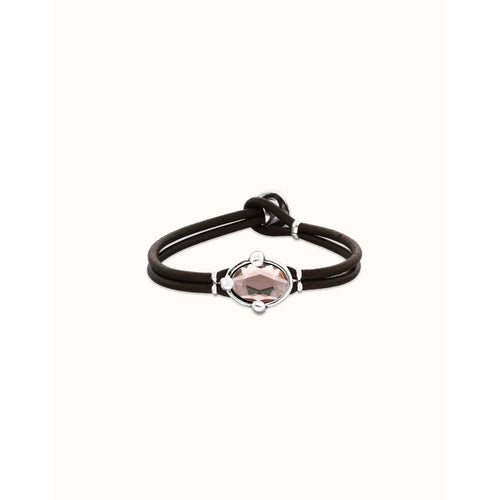 Ser Deslumbrante Pink Oval Faceted Crystal Leather Bracelet - PUL2594RSAMTL0M-UNO de 50-Renee Taylor Gallery