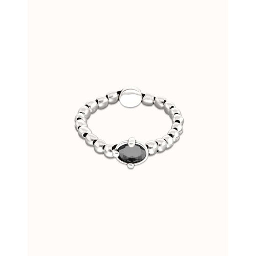 Ser Deslumbrante Oval Faceted Black Crystal Silver Plated Beaded Bracelet - PUL2595NGRMTL0M-UNO de 50-Renee Taylor Gallery