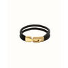 Ser Imparable Leather Bracelet with Golden Clasp - PUL2597NGRORO0-UNO de 50-Renee Taylor Gallery