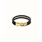 Ser Imparable Leather Bracelet with Golden Clasp - PUL2597NGRORO0-UNO de 50-Renee Taylor Gallery