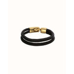 Ser Imparable Leather Bracelet with Golden Clasp - PUL2597NGRORO0-UNO de 50-Renee Taylor Gallery