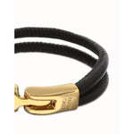 Ser Imparable Leather Bracelet with Golden Clasp - PUL2597NGRORO0-UNO de 50-Renee Taylor Gallery