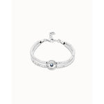 Ser Intuitiva Silver Two-Strand Beaded Bracelet with an Azul Eye-Shaped Charm - PUL2599AZUMTL0M-UNO de 50-Renee Taylor Gallery