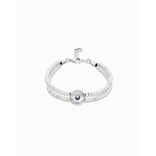 Ser Intuitiva Silver Two-Strand Beaded Bracelet with an Azul Eye-Shaped Charm - PUL2599AZUMTL0M-UNO de 50-Renee Taylor Gallery