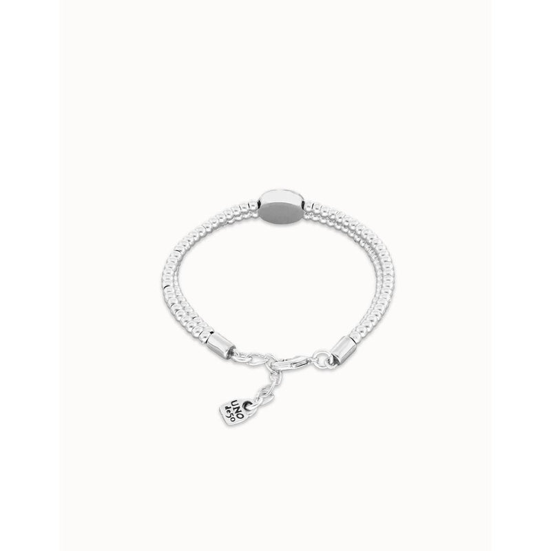 Ser Intuitiva Silver Two-Strand Beaded Bracelet with an Azul Eye-Shaped Charm - PUL2599AZUMTL0M-UNO de 50-Renee Taylor Gallery