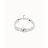 Ser Intuitiva Silver Two-Strand Beaded Bracelet with an Verde Eye-Shaped Charm - PUL2599VRDMTL0M-UNO de 50-Renee Taylor Gallery