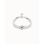 Ser Intuitiva Silver Two-Strand Beaded Bracelet with an Verde Eye-Shaped Charm - PUL2599VRDMTL0M-UNO de 50-Renee Taylor Gallery
