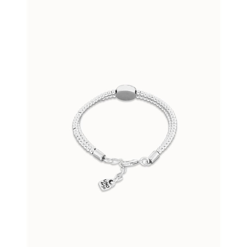Ser Intuitiva Silver Two-Strand Beaded Bracelet with an Verde Eye-Shaped Charm - PUL2599VRDMTL0M-UNO de 50-Renee Taylor Gallery