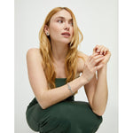 Ser Intuitiva Silver Two-Strand Beaded Bracelet with an Verde Eye-Shaped Charm - PUL2599VRDMTL0M-UNO de 50-Renee Taylor Gallery