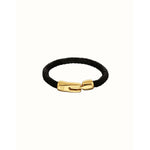 Ser Imparable Leather Braided Bracelet with Golden Clasp - PUL2604ORONGR0-UNO de 50-Renee Taylor Gallery