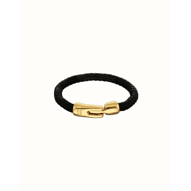 Ser Imparable Leather Braided Bracelet with Golden Clasp - PUL2604ORONGR0-UNO de 50-Renee Taylor Gallery