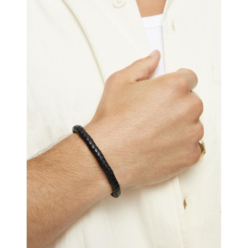 Ser Imparable Leather Braided Bracelet with Golden Clasp - PUL2604ORONGR0-UNO de 50-Renee Taylor Gallery