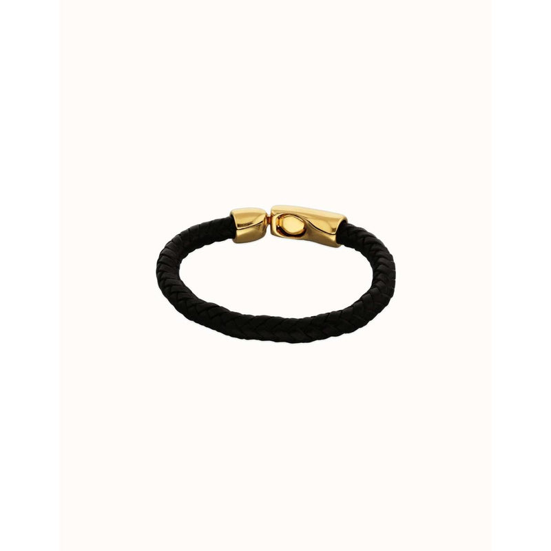 Ser Imparable Leather Braided Bracelet with Golden Clasp - PUL2604ORONGR0-UNO de 50-Renee Taylor Gallery