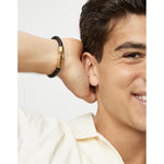 Ser Imparable Leather Braided Bracelet with Golden Clasp - PUL2604ORONGR0-UNO de 50-Renee Taylor Gallery