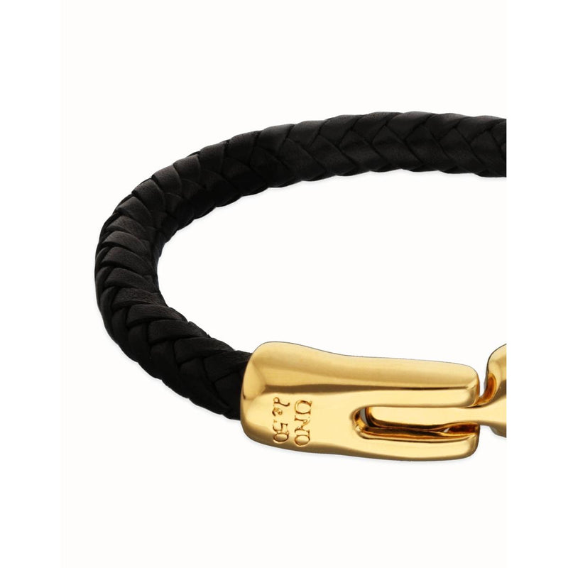 Ser Imparable Leather Braided Bracelet with Golden Clasp - PUL2604ORONGR0-UNO de 50-Renee Taylor Gallery