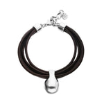 Leather Bracelet with Silver Sphere - PUL2605MARMTL-UNO de 50-Renee Taylor Gallery