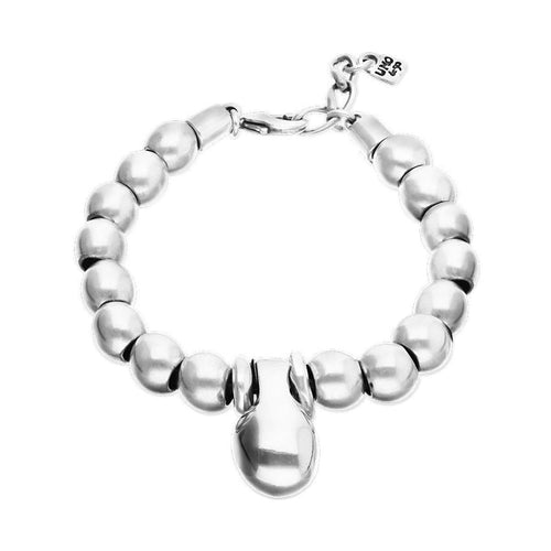 Silver Beaded Bracelet with Small and Large Beads - PUL2608MTL000-UNO de 50-Renee Taylor Gallery