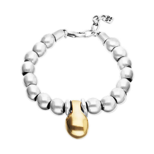 Silver and Gold Beaded Bracelet in a Two-Tone Finish - PUL2608OROMTL-UNO de 50-Renee Taylor Gallery