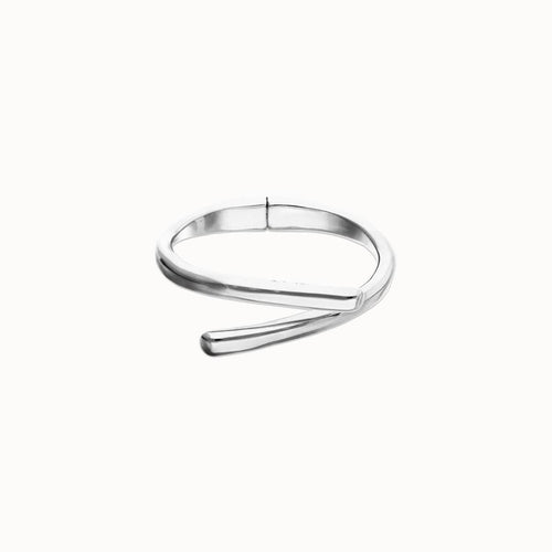 Silver Bangle Bracelet with Intertwined Organic Shapes - PUL2630MTL-UNO de 50-Renee Taylor Gallery