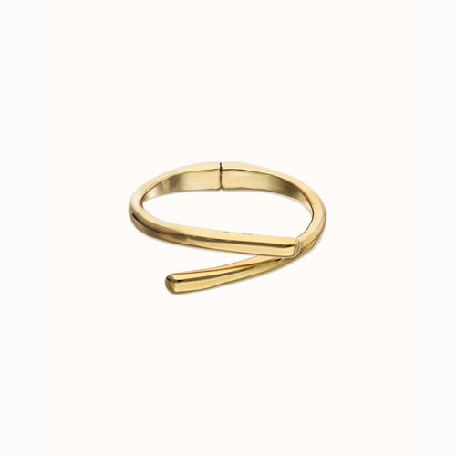 Golden Bangle Bracelet with Intertwined Organic Shapes - PUL2630ORO-UNO de 50-Renee Taylor Gallery