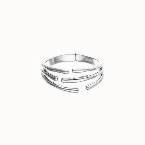Silver Bangle Bracelet with Multiple Intertwined Organic Shapes - PUL2633MTL-UNO de 50-Renee Taylor Gallery