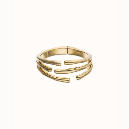 Golden Bangle Bracelet with Multiple Intertwined Organic Shapes - PUL2633ORO-UNO de 50-Renee Taylor Gallery
