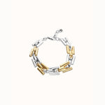 Square Links Chain Golden and Silver bracelet - PUL2635OROMTL-UNO de 50-Renee Taylor Gallery