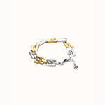 Square Links Chain Golden and Silver bracelet - PUL2635OROMTL-UNO de 50-Renee Taylor Gallery