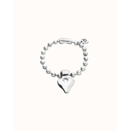 Silver Bead Bracelet with Heart Detail - PUL2636MTL-UNO de 50-Renee Taylor Gallery