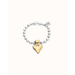 18k Gold Plated Bead Bracelet with Heart Detail – PUL2636OROMTL-UNO de 50-Renee Taylor Gallery