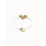 White Leather Bracelet with Golden Heart Detail - PUL2638BLCORO-UNO de 50-Renee Taylor Gallery