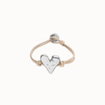 Camel Leather Bracelet with Silver Heart Detail - PUL2638CAMMTL-UNO de 50-Renee Taylor Gallery