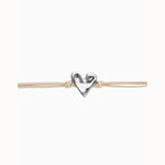 Camel Leather Bracelet with Silver Heart Detail - PUL2638CAMMTL-UNO de 50-Renee Taylor Gallery