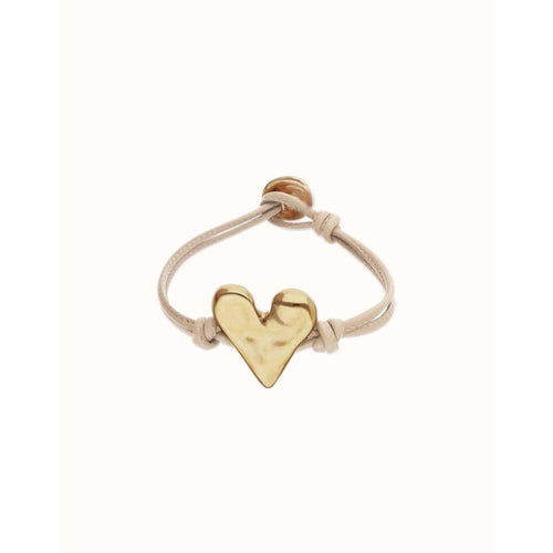Golden Camel Leather Bracelet with Heart Detail - PUL2638CAMORO-UNO de 50-Renee Taylor Gallery