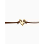 Brown Leather Bracelet with Golden Heart Detail - PUL2638MARORO-UNO de 50-Renee Taylor Gallery