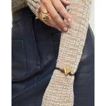 Brown Leather Bracelet with Golden Heart Detail - PUL2638MARORO-UNO de 50-Renee Taylor Gallery
