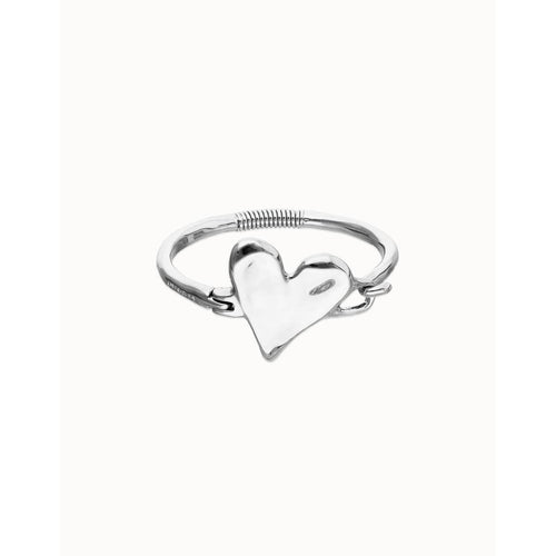 Silver Semi-Rigid Bracelet with Heart Detail - PUL2639MTL-UNO de 50-Renee Taylor Gallery