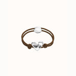 Brown Elastic Thread Bracelet with Silver Heart- PUL2641MARMTL-UNO de 50-Renee Taylor Gallery