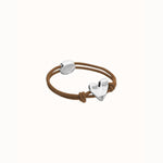 Brown Elastic Thread Bracelet with Silver Heart- PUL2641MARMTL-UNO de 50-Renee Taylor Gallery