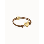Brown Elastic Thread Bracelet with Golden Heart - PUL2641MARORO-UNO de 50-Renee Taylor Gallery