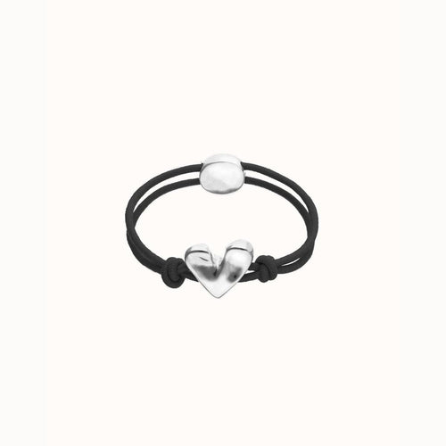 Black Elastic Thread Bracelet with Silver Heart - PUL2641NGRMTL-UNO de 50-Renee Taylor Gallery